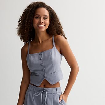 Juniors' SO® Button-Front Tank Top Vest