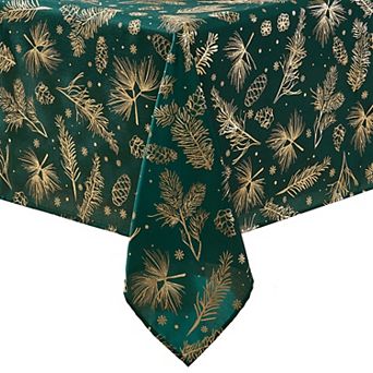 Elrene Home Fashions Pine Foil Fabric Holiday Rectangle Tablecloth