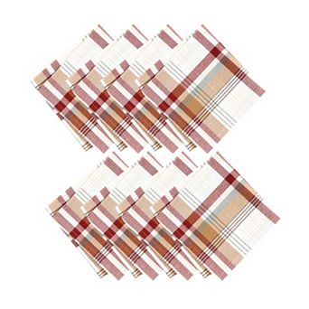 Elrene Home Fashions Seneca Plaid Holiday Cotton Napkins, 17"x17", Set Of 8