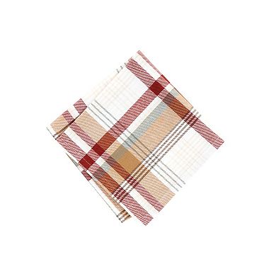 Elrene Home Fashions Seneca Plaid Holiday Cotton Napkins, 17"x17", Set Of 8