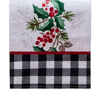 Elrene Home Fashions Holly Charm Holiday Fabric Table Runner, 14"x70"