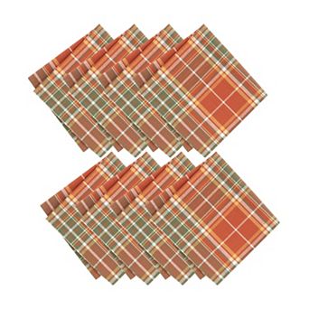 Elrene Home Fashions Hawley Plaid Harvest Napkins, 17"x17", Set Of 8
