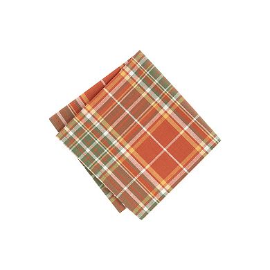 Elrene Home Fashions Hawley Plaid Harvest Napkins, 17"x17", Set Of 8
