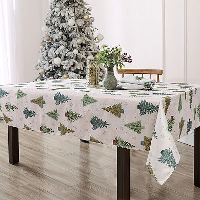 Elrene Home Fashions Lucina Twinkle Trees Holiday Lurex Fabric Rectangle Tablecloth