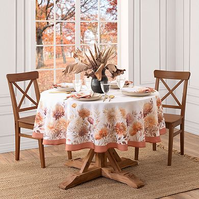 Elrene Home Fashions Autumn Blooms Oval Tablecloth