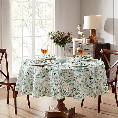 Elrene Home Fashions Snowman Winterland Tablecloth - 70 Inch Round, 100% Polyester, Machine Washable
