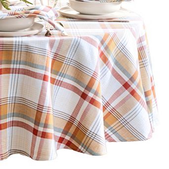 Elrene Home Fashions Seneca Plaid Holiday Cotton Oval Tablecloth