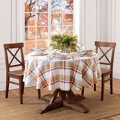 Elrene Home Fashions Seneca Plaid Holiday Cotton Oval Tablecloth