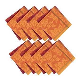 Elrene Home Fashions Maplewood Jacquard Harvest Cotton Napkins, 17"x17", Set Of 8