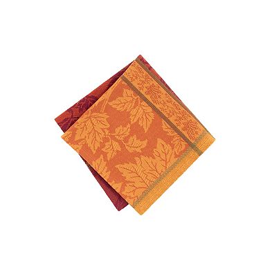 Elrene Home Fashions Maplewood Jacquard Harvest Cotton Napkins, 17"x17", Set Of 8