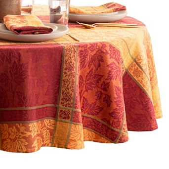 Threadmade Maplewood Jacquard Harvest Cotton 70" Round Tablecloth