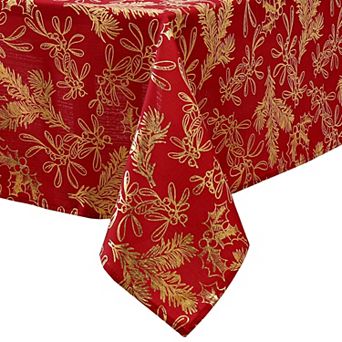 Elrene Home Fashions Foil Woodland Holiday Fabric Rectangle Tablecloth