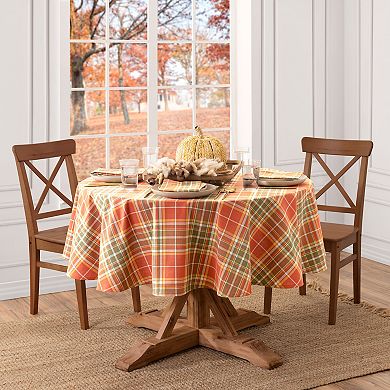 Elrene Home Fashions Hawley Plaid Harvest Cotton 70" Round Tablecloth