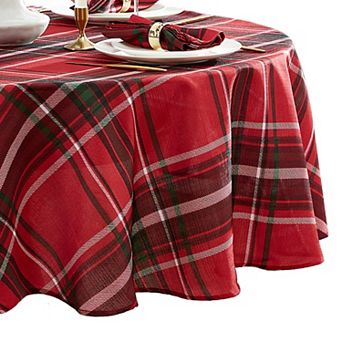 Elrene Home Fashions Pocono Plaid Holiday Fabric 70" Round Tablecloth