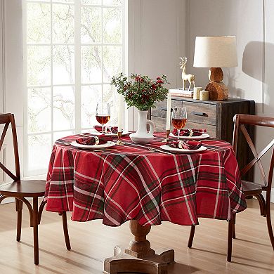 Elrene Home Fashions Pocono Plaid Holiday Fabric 70" Round Tablecloth