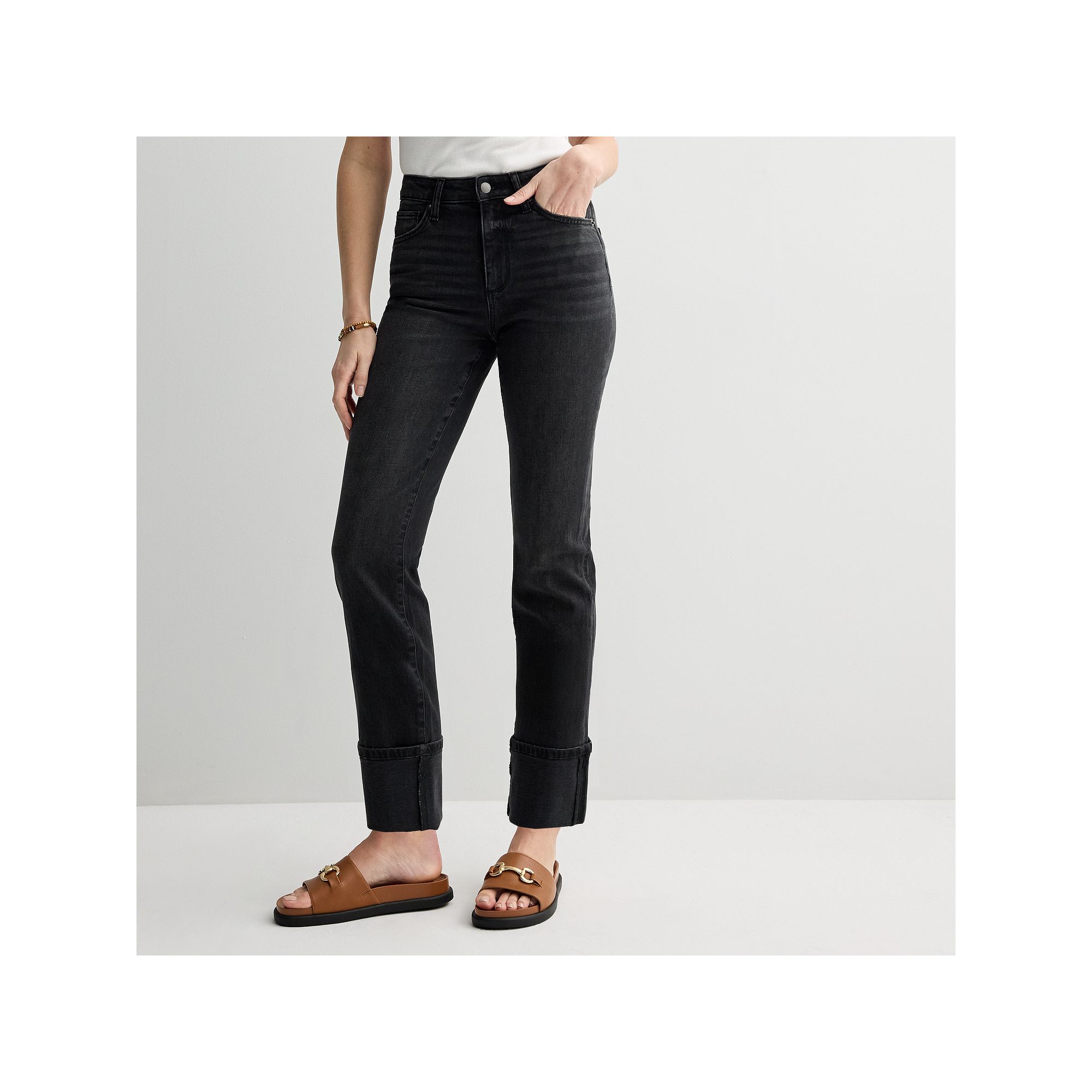 Womens Sonoma Goods For Life® Straight Cuff Jeans, Size: 0, Washed Black