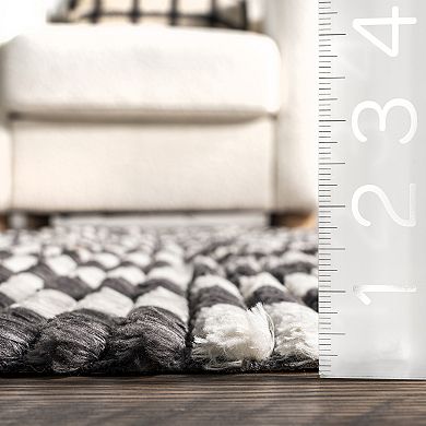 nuLOOM Pania Contemporary Checkered Fringe Area Rug