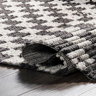 nuLOOM Pania Contemporary Checkered Fringe Area Rug