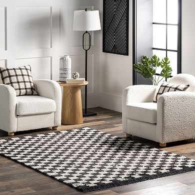 nuLOOM Pania Contemporary Checkered Fringe Area Rug