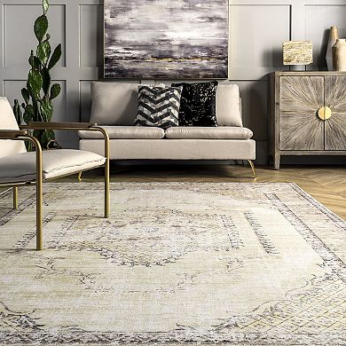 nuLOOM Glenda Faded Medallion Area Rug