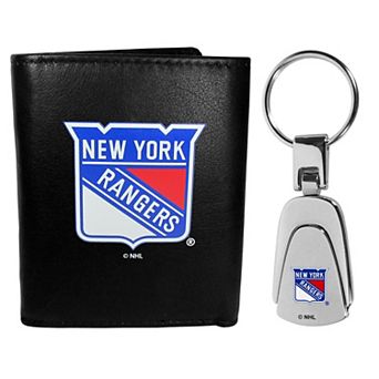 NHL New York Rangers Tri-Fold Wallet & Steel Key Chain Set
