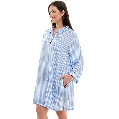 Plus Size Croft & Barrow® Woven Button-Up Sleepshirt
