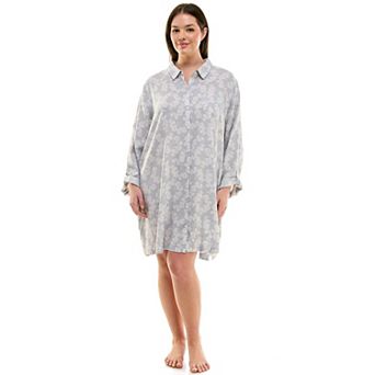 Plus Size Croft & Barrow® Woven Button-Up Sleepshirt