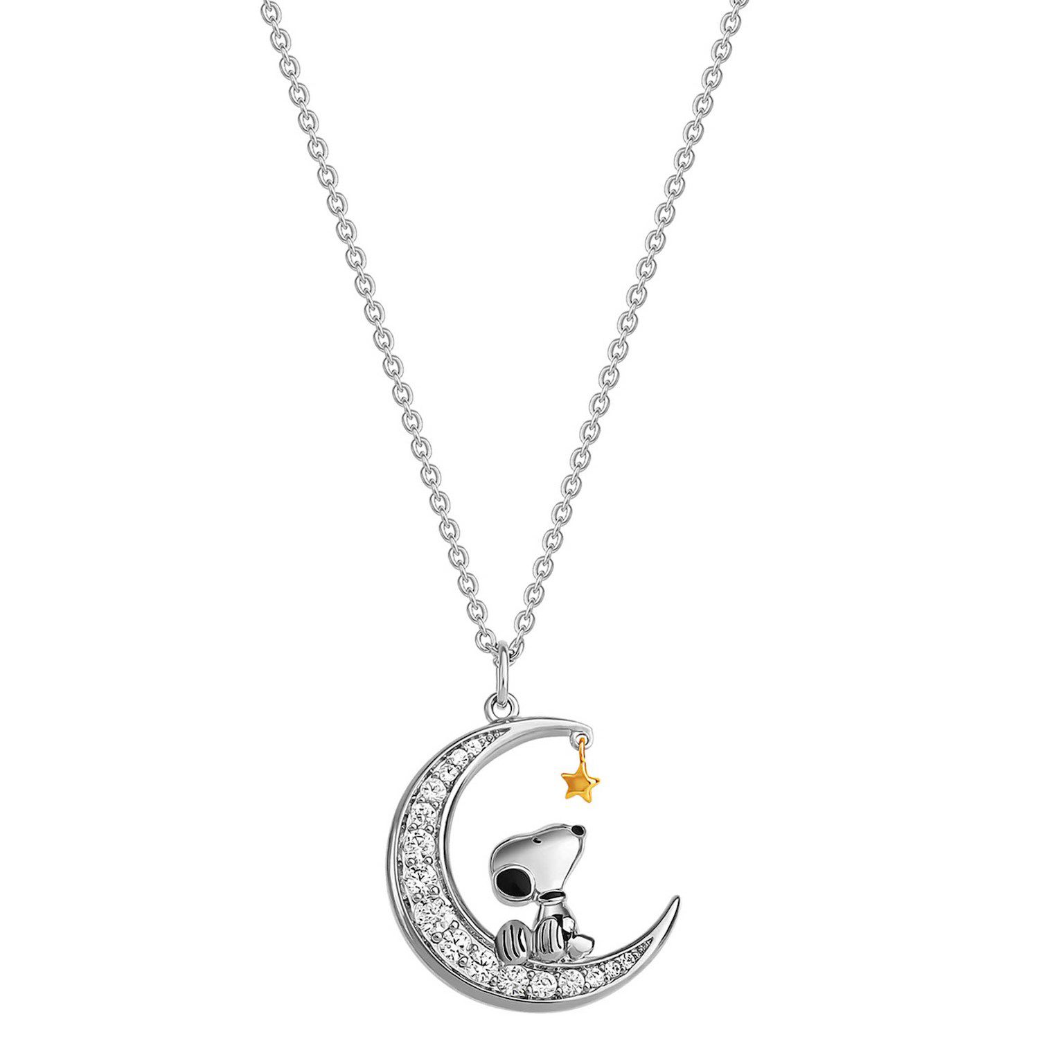 Peanuts Snoopy Two Tone 18k Gold Plated Cubic Zirconia Pendant