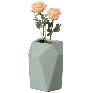 Decorative Ceramic Multi Paned Vase, Modern Style Centerpiece Table Vase Set of 3