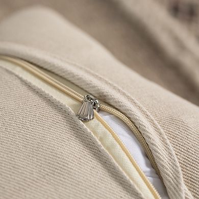 Cotton Throw Pillow Cover with White Tufted Lattice Pattern and Tassel Corners with Filler