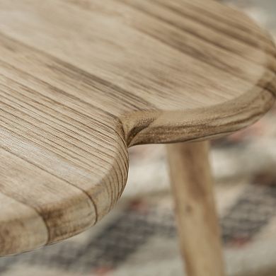 Decorative Antique Heart Shaped Wooden Accent Stool, Classic Room Decoration