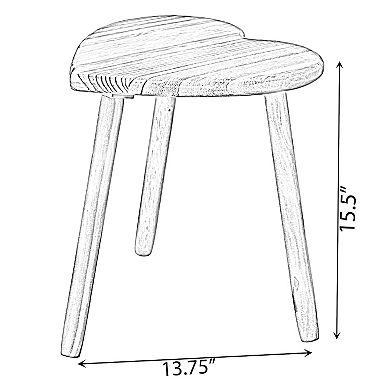 Decorative Antique Heart Shaped Wooden Accent Stool, Classic Room Decoration