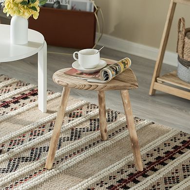 Decorative Antique Heart Shaped Wooden Accent Stool, Classic Room Decoration