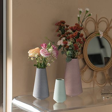 Decorative Ceramic Round Cone Shape Centerpiece Table Vase Set of 3