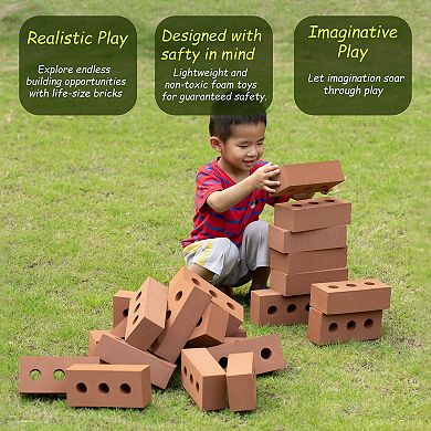Construction Stacking Building Brick Block, Rectangle Foam Kids Pretend Play Creativity Toy