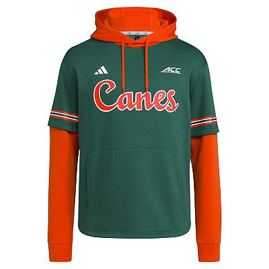 Men's adidas Green Miami Hurricanes Pullover Baseball Jersey Hoodie