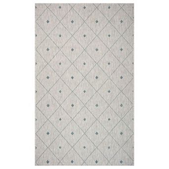 5' x 8' Blue and Gray Diamonds Rectangular Outdoor Area Throw Rug