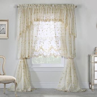 Commonwealth Grandeur Deep Scalloped Embroidery Pole Top Swag