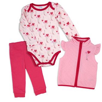 Baby Girls 3 pc Hearts Vest Set