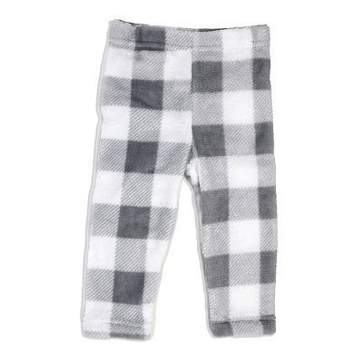 Baby Boys And Girls Gray Buffalo Plaid Plush 3 Piece Lounge Set