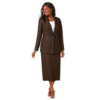 Jessica London Women's Plus Size 2 pc Stretch Crepe Single-breasted Skirt Suit