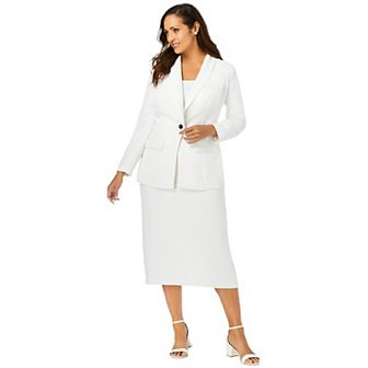Jessica London Women's Plus Size 2 pc Stretch Crepe Single-breasted Skirt Suit