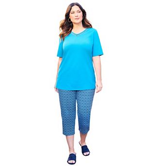 Catherines Women's Plus Size Suprema Crochet V-Neck Tee