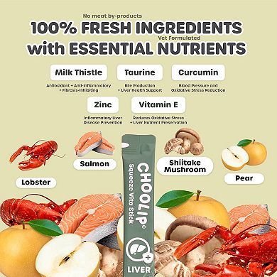 Choolip Squeeze Vita Stick - Liver Support - Natural Vitamin-Infused Cat and Dog Treats - 7 Sticks