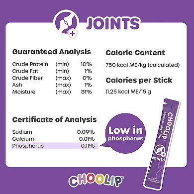 Choolip Squeeze Vita Stick - Joints Support - Natural Vitamin-Infused Cat and Dog Treats - 7 Sticks