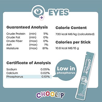 Choolip Squeeze Vita Stick - Eyes Support - Natural Vitamin-Infused Cat and Dog Treats - 7 Sticks
