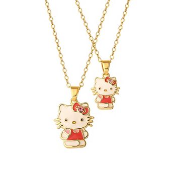 Sanrio Hello Kitty 18k Gold Flash Plated Mommy & Me Pendant Necklace Duo Set