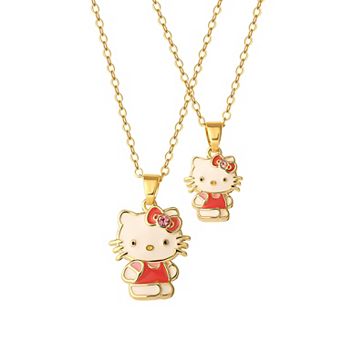 Sanrio Hello Kitty 18k Gold Flash Plated Mommy & Me Pendant Necklace Duo Set