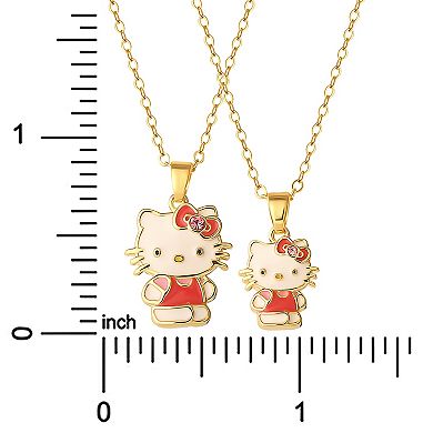 Sanrio Hello Kitty 18k Gold Flash Plated Mommy & Me Pendant Necklace Duo Set