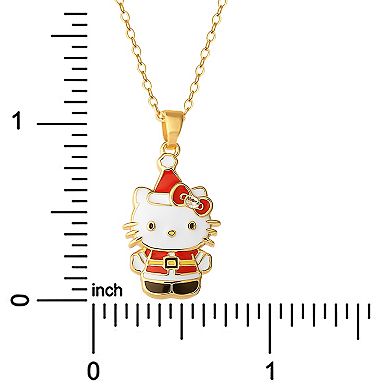 Sanrio Hello Kitty Santa Claus 18k Gold Flash Plated Christmas Pendant Necklace